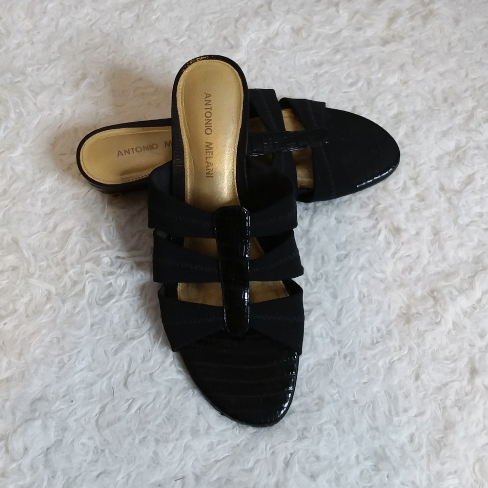 Antonio Melani Black Slide Sandals